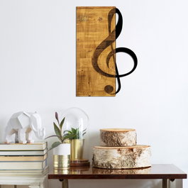 Wallity Treble Clef Escultura de pared en Nogal y Negro
